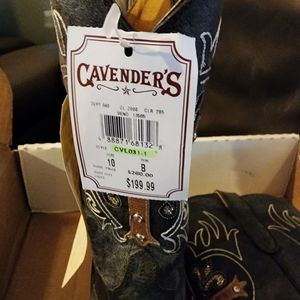 Women's Cavender's Cow Girl Boots Size 10 B Black with brown and studded crosses